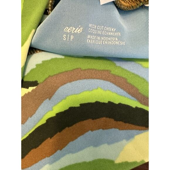 NWT Aerie Womens Swimsuit Bottoms Small Multi Tone‎ Abstract Bikini Bottom Camo - Picture 8 of 9